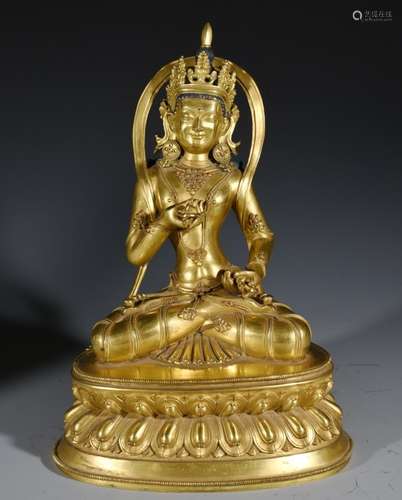 A GILT-BRONZE FIGURE OF BODHISATTVA