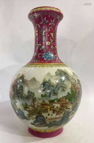 A FAMILLE ROSE BOTTLE VASE