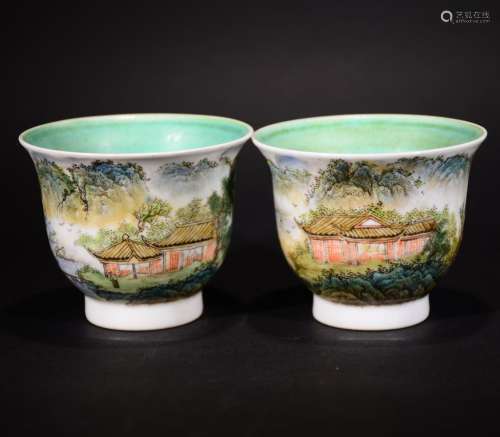 A PAIR OF FAMILLE ROSE CUPS