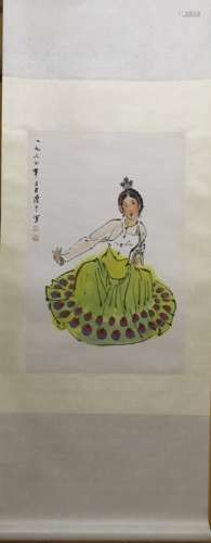 A CHINESE PAINTING OF A GIRL