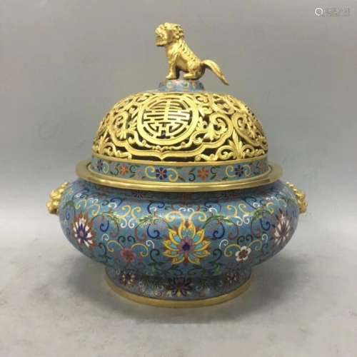 A CLOISONNE CENSER AND COVER