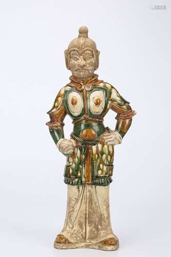 A Chinese Sancai Man Statue