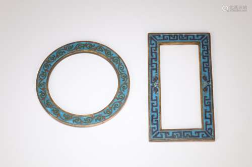 A Set of Two Cloisonné Ring Decorations