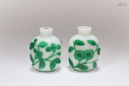 A Set of Two Chinese Peking Glasses Snuff Bottles