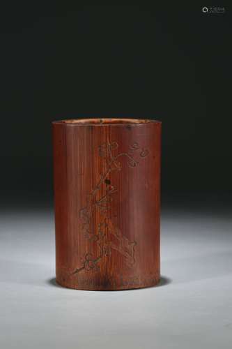 A Chinese Carved Bamboo Brush Pot