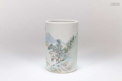 A Chinese Famille Rose Porcelain Brush Pot