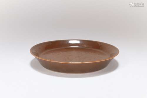 A Chinese Brown Glazed Porcelain Plate