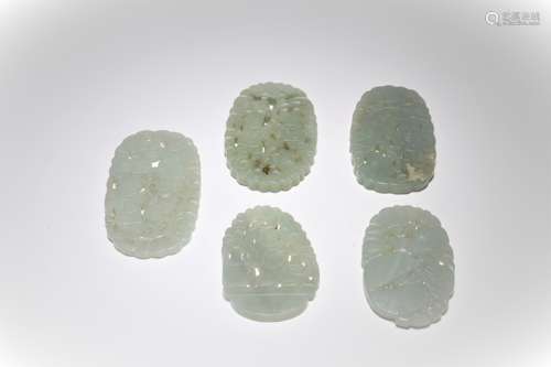 A Set of Five Chinese Carved Jade Pendants