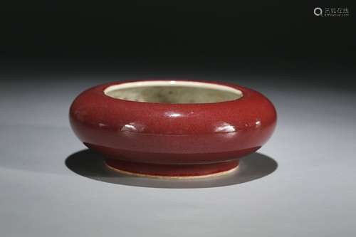 A Chinese Red Glazed Porcelain Brush Washer