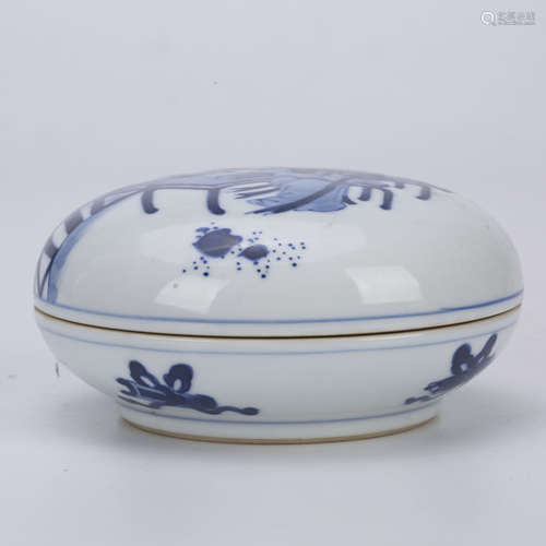 A Chinese Blue and White Porcelain Box with Cover