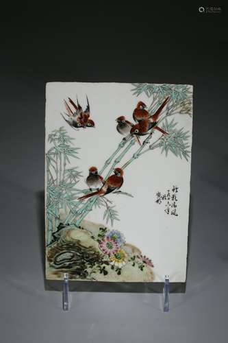 A Chinese Famille Rose Plaque