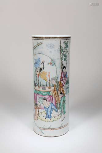 A Chinese Famille Rose Porcelain Brush Pot