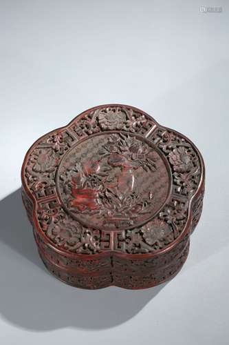 A Chinese Carved Lacquer Box with Cover