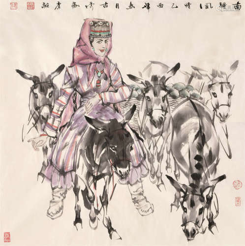李毅（b.1964） 南疆风情 软片 设色纸本