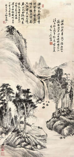 范振绪（1872～1960） 茂树清泉图 立轴 设色纸本