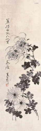 孔寿彭（1909～1973） 菊花 立轴 水墨纸本
