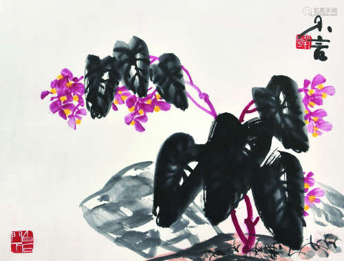 韩不言（1921～1996） 花卉 镜心 设色纸本