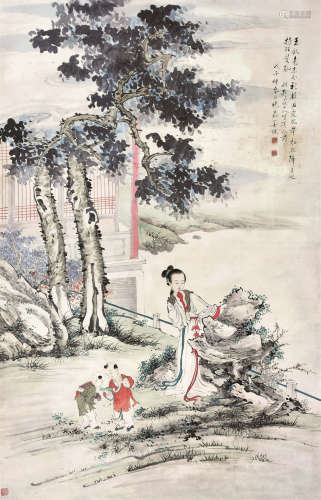 姜壎（1764～1821） 人物 立轴 设色纸本