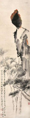 韩天眷（1894～1983） 花鸟 立轴 设色纸本