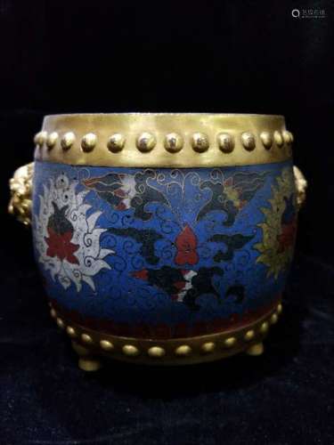 Chinese Cloisonne Triple Feet Jar