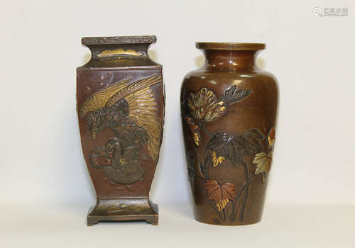 Two Japanese Bronze Vases