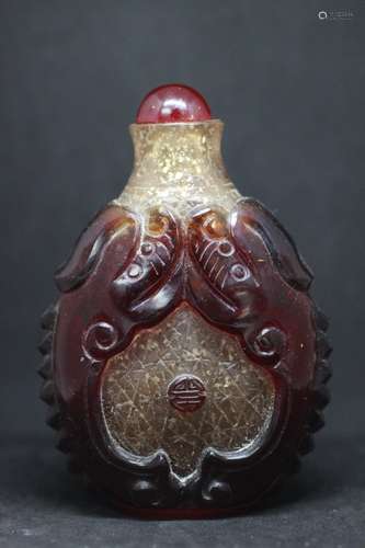 Chinese Red Overlaid Glass Snuff Bottle