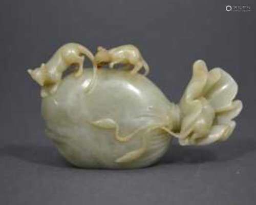 Chinese Hetian Greenish Jade Carving