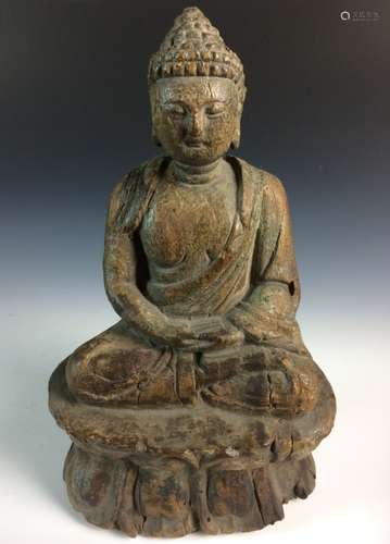 Song/Yuan Chinese Wood Carved Shijiamoni Buddha