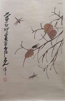 Chinese Ink Color  Scroll Painting,Signed