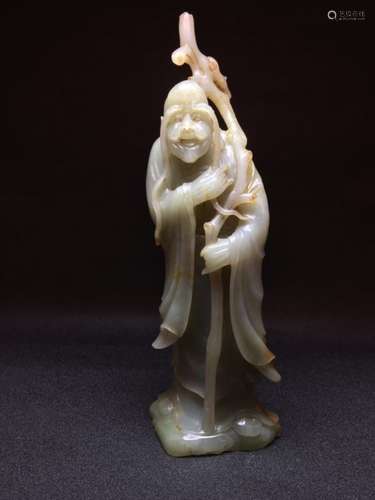 Chinese White Jade Carved Standing Luohan