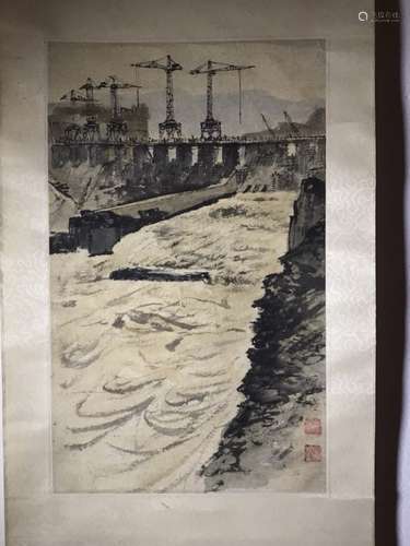 1960 Chinese Ink Scroll Painting, He Haixia