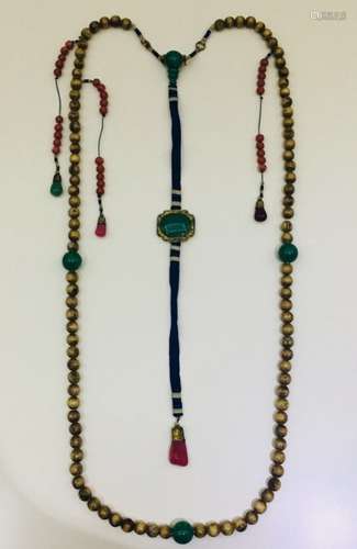 19th.C Chinese Bone Beads Necklace Chaozhu