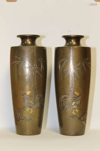 Pair of Japenese Bronze Vases