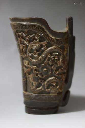 Chinese Horn Carved Cup