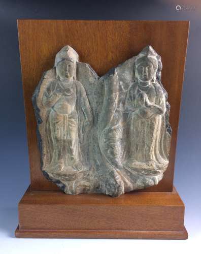 Tang Chinese Longmen Grottoes Stone Carved Buddha