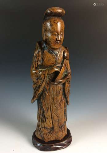 Qing Chinese Bamboo Carved Guanyin