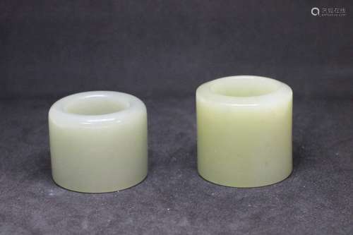 Two Chinese Jade Thumb Rings