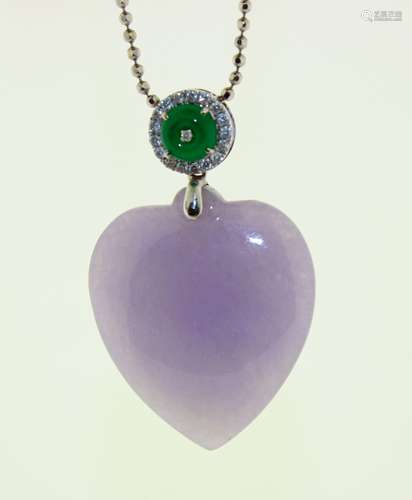 Lavender Jadeite Pedant Crowned w/14k Gold&Diamond