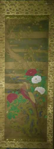 16th C. Chinese Silk Birds&Flowers Scroll Painting