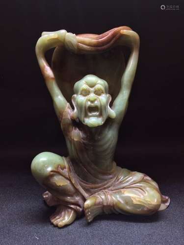 Chinese Jade Carved Luuohan