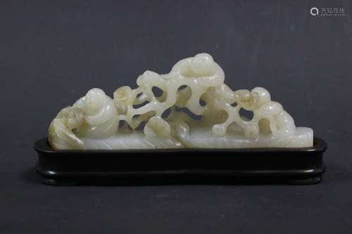 Chinese White Jade Carved Brush Rest