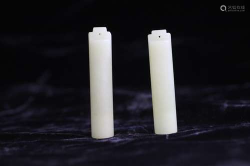 Two Chinese Jade Carved Tube