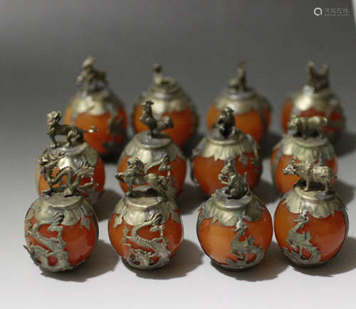 A Set of 12 pieces of Chinese Carving