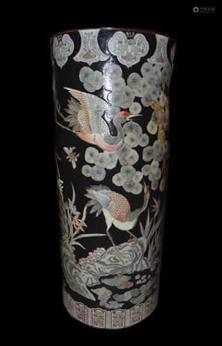 Chinese Famille Verte Porcelain Umbrella Stand Vas