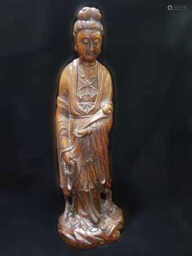 Large Chinese Wood Carved Guanyin