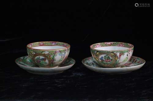 Set of Chinese Famille Rose Tea Cup w Plate