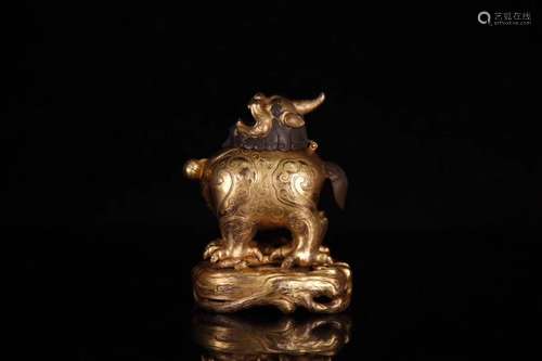 Qing Chinese Gilt Bronze Censer