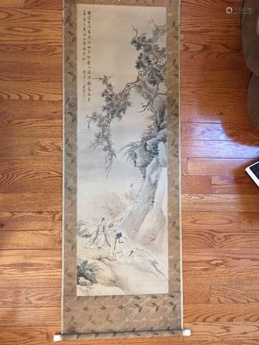 Japanese  Ink Scroll Painting, Signed