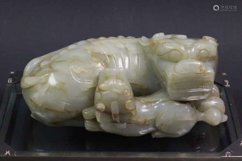 Large Chinese Jade Carved Beast