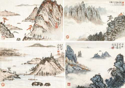 杜方平（1919～2008） 山水 （四帧） 镜心 设色纸本
